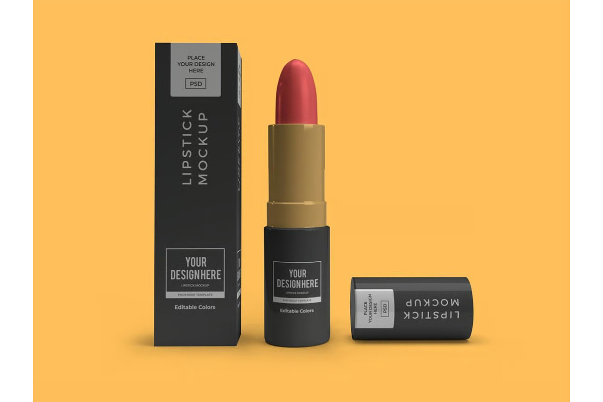 Lipstick Cosmetic Mockup Template, a Packaging Mockup by DesignRushMarket (Photo 3 of 11)