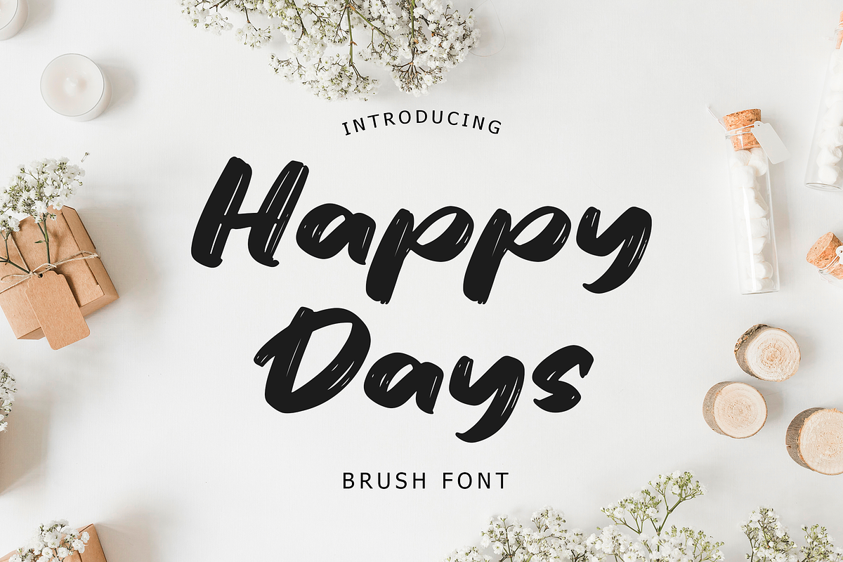 Happy Days Brush Display Font, a Font by Formatika Studio (Photo 1 of 6)