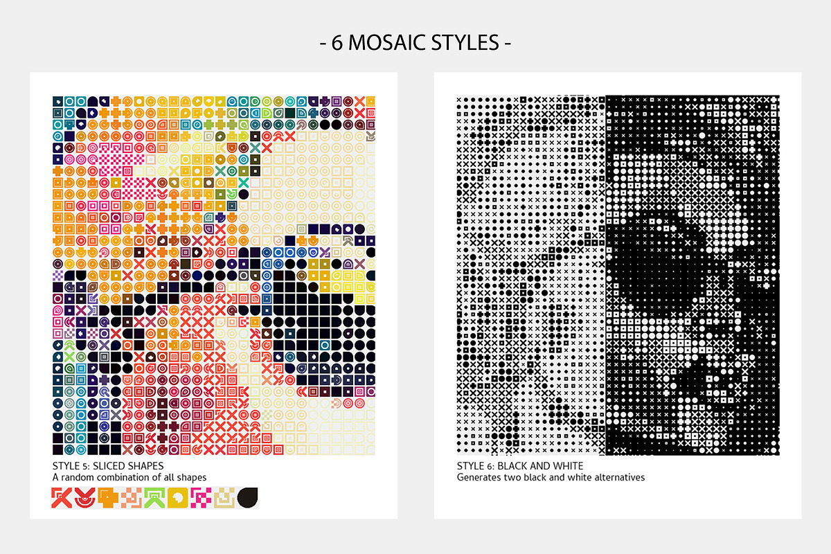Multi Shape Mosaic Photoshop Action, an Action Add-On by DesignRocket (Photo 6 of 10)