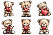 Whimsical Valentine Teddy Bear Clipa, an Illustration by Libby Wishes (Thumbnail 8 of 9)