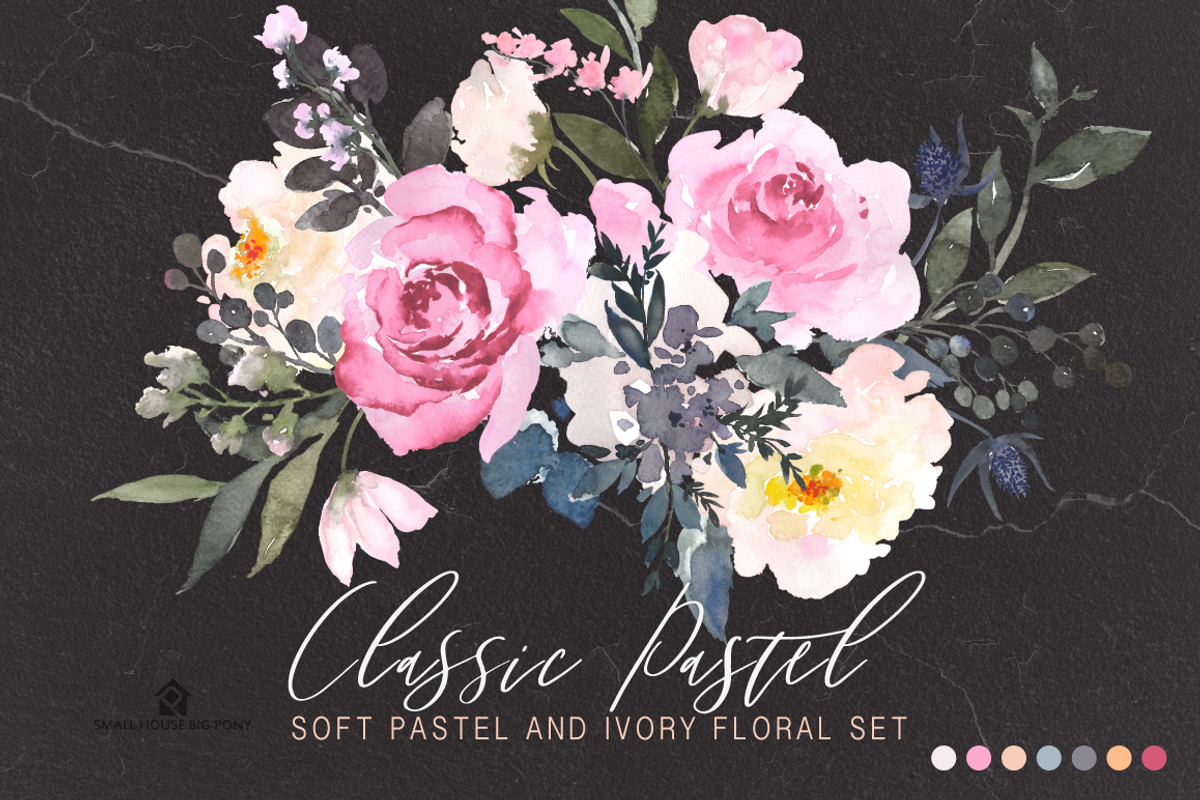 Watercolor Flowers: CLASSIC PASTEL, a Graphic by SmallHouseBigPony (Photo 13 of 18)