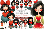 Whimsical Girl Red Heart Clipart, an Illustration by DreamArtGraphic (Thumbnail 1 of 4)