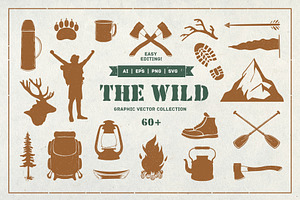 Hiking & Camping Vector Clipart Set
