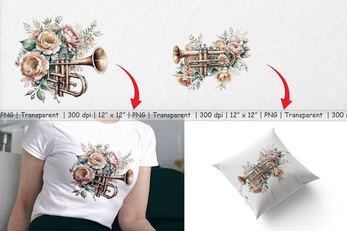 Vintage Trumpet Clipart, a Graphic by Artnoy (Photo 3 of 5)