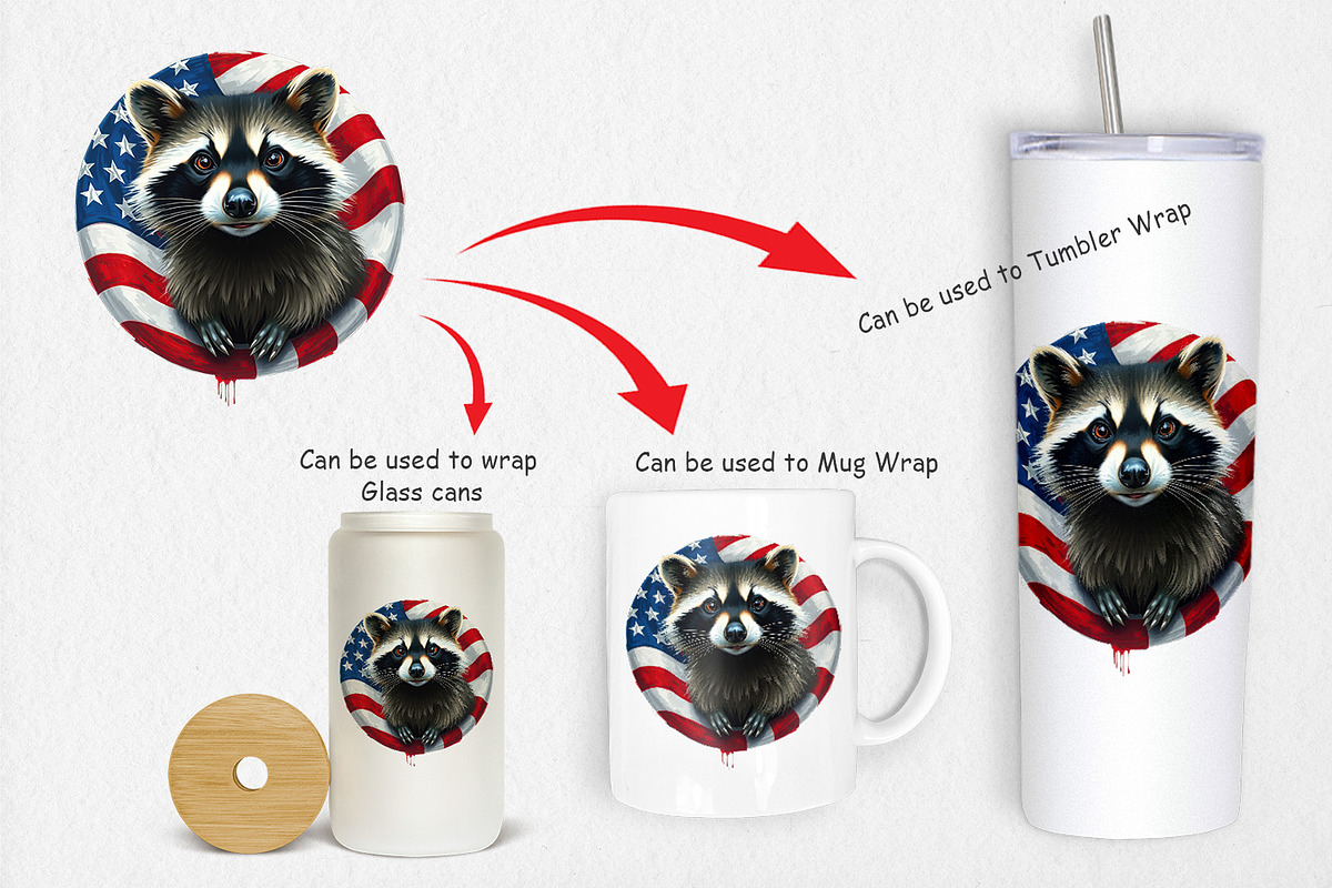 Raccoon 4th of July Clipart, a Graphic by Artnoy (Photo 4 of 5)