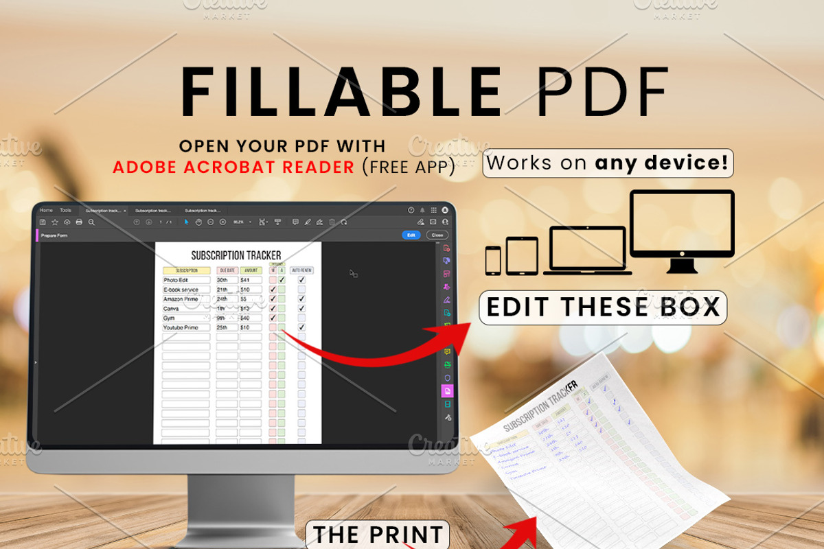Editable Subscription Tracker, a Stationery Template by Graphicsnext (Photo 5 of 6)