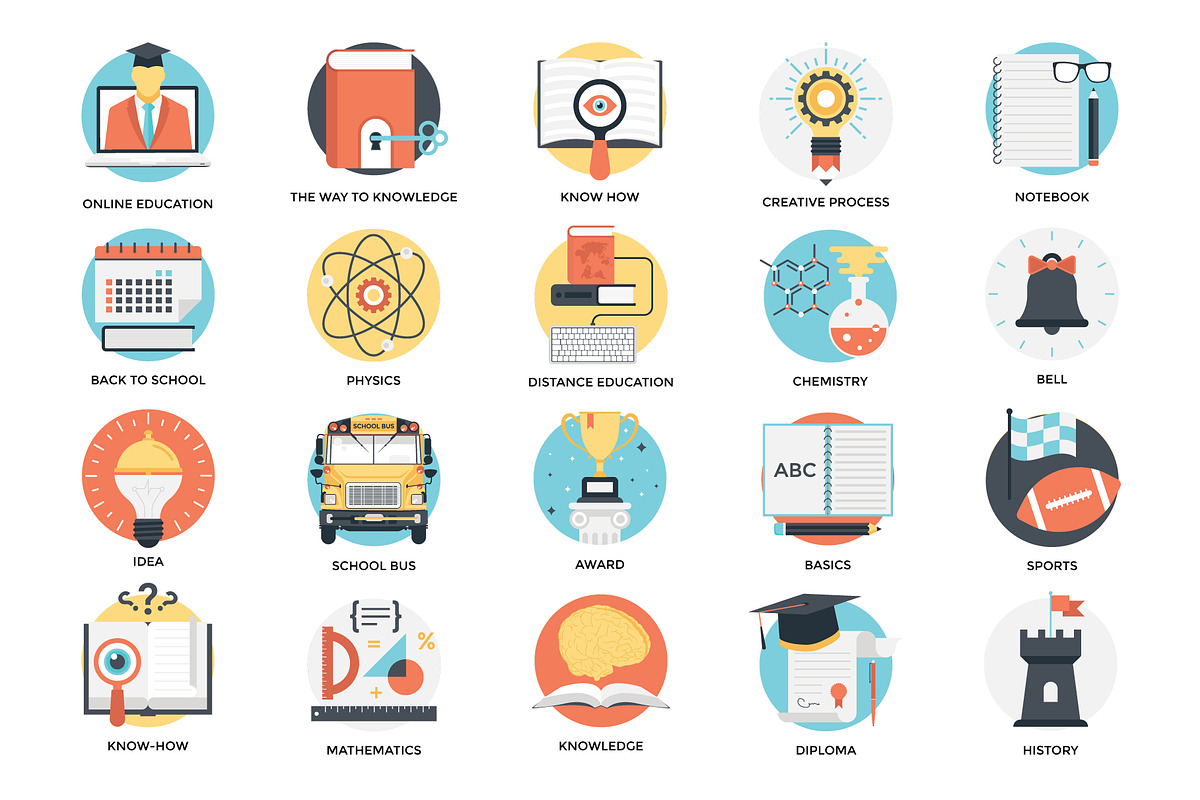 175 Flat Education Icons, a Duotone Icon by Prosymbols (Photo 3 of 10)
