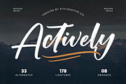 Actively Modern Brush Font, a Script Font by stylishtype.co (Thumbnail 1 of 20)