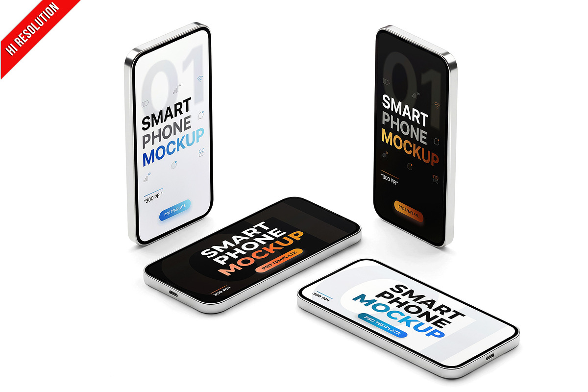 Multiple Smartphones Studio PSD, an Advertising Mockup by Bruno's Shop (Photo 1 of 3)