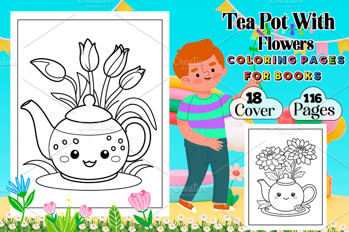 Tea Pot with Flowers Coloring Pages, an Arts & Entertainment Photo by Wow Magic (Photo 1 of 3)