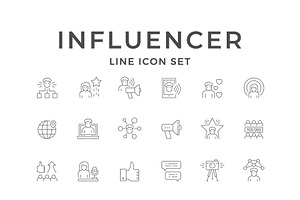 Set line icons of influencer, an Outline Icon by motorama