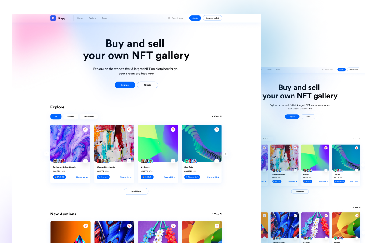 NFT Landing Page UI KIT, a Landing Page Template by ArtGalaxy (Photo 1 of 3)