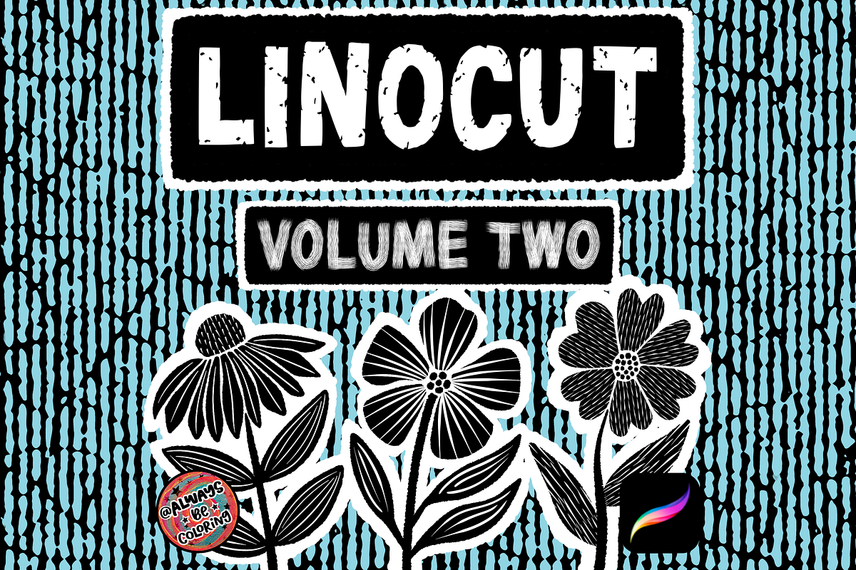 Procreate Linocut Brush Set Volume 2, a Brush Add-On by AlwaysBeColoring (Photo 1 of 13)