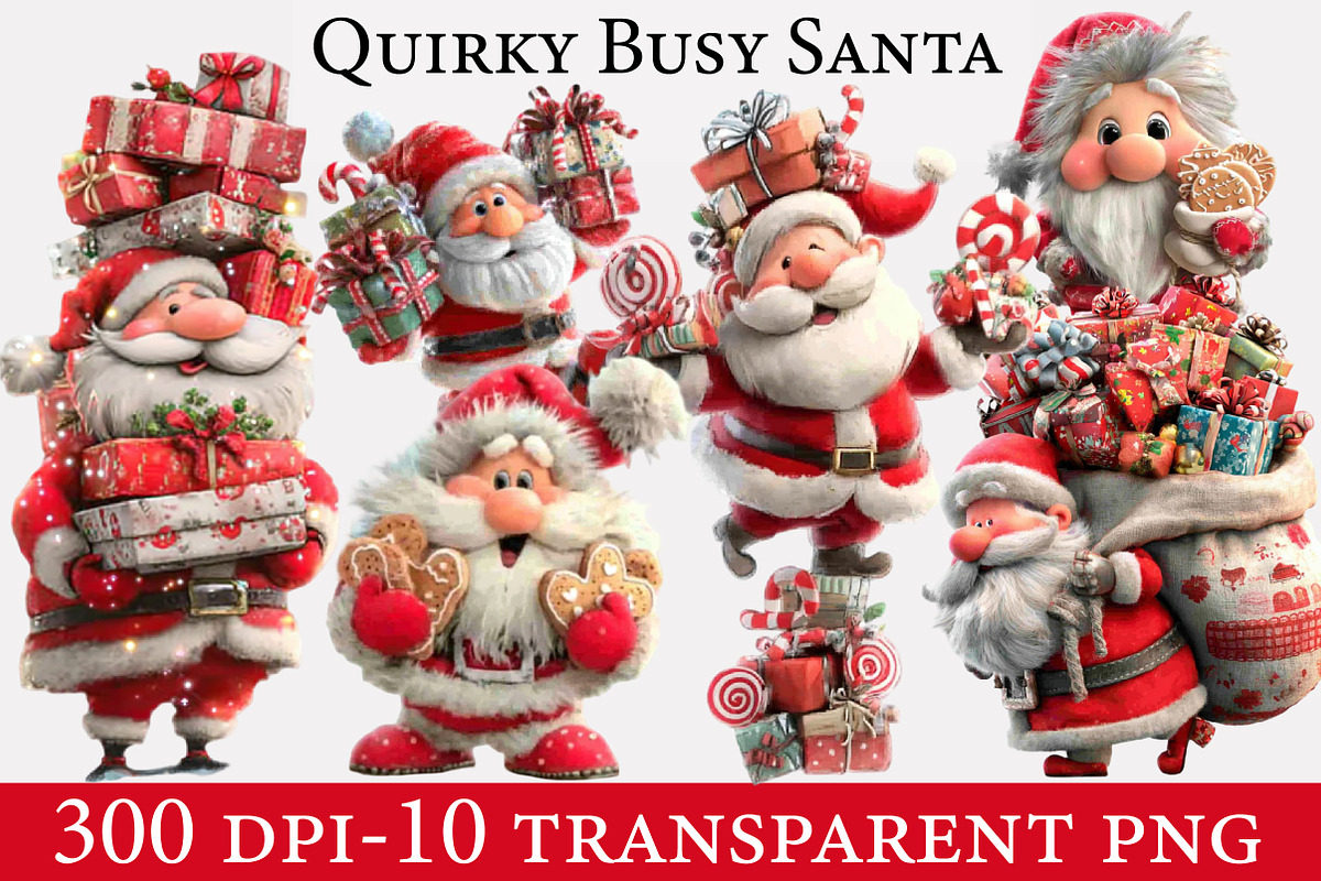 Quirky Busy Santa Clipart, an Illustration by Designworld (Photo 1 of 6)