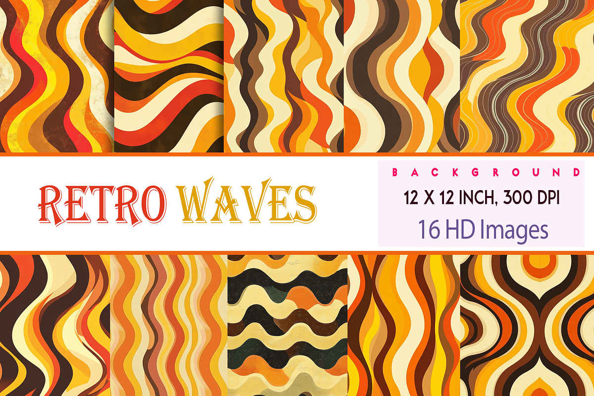 Retro Waves Pattern, a Pattern Graphic by Printable Treasure (Photo 1 of 7)