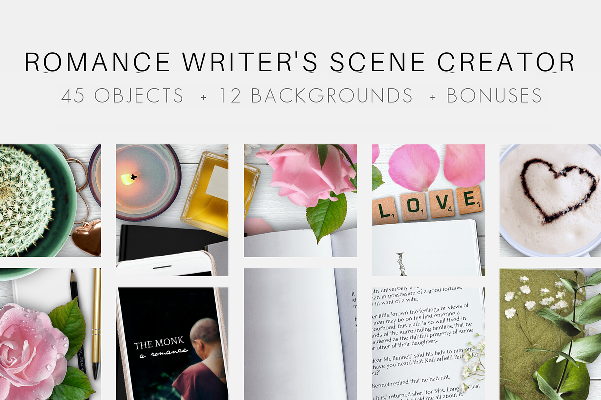 Romance Writer's Desk Scene Creator, a Books & Magazine Mockup by Storyteller Design (Photo 1 of 9)