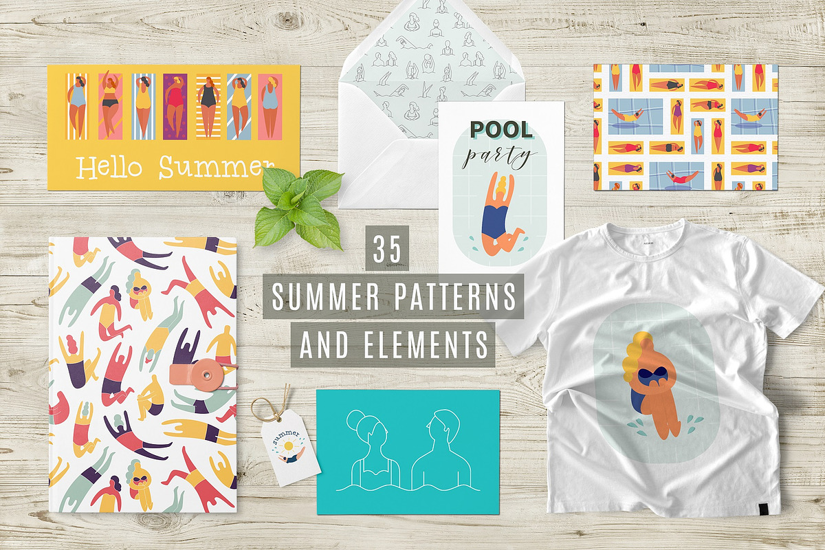 Summer beach girls patterns set, a Person Illustration by Yapanda (Photo 2 of 5)