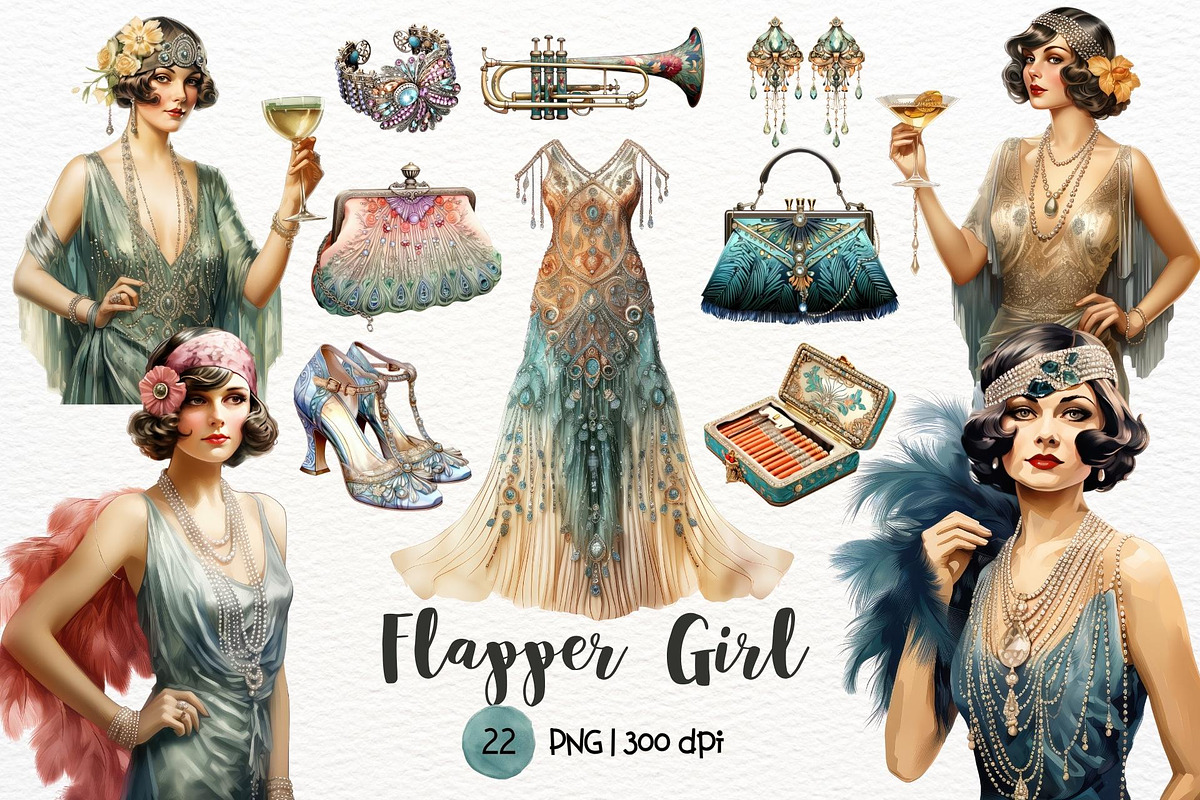 Vintage Flapper Girl Watercolor, a Person Illustration by Maysa Art (Photo 1 of 6)