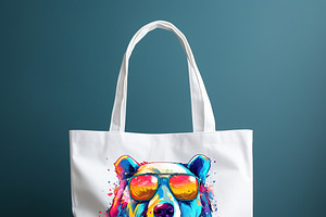 Colorful Polar Bear Wearing Glasses.