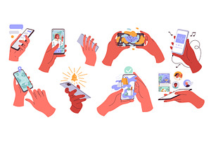 Hands Holding Smartphone. People