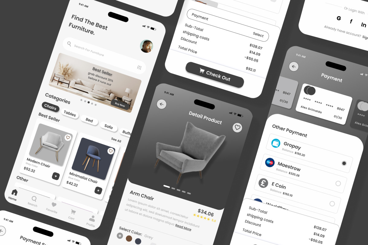 Furni Find - Furniture Mobile App, an App Template by trabaskriya (Photo 4 of 5)
