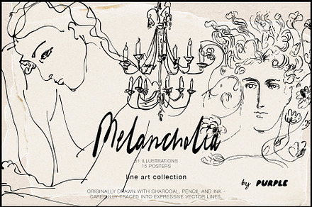 Melancholia - Minimalist Line Art, an Object Illustration by Purple