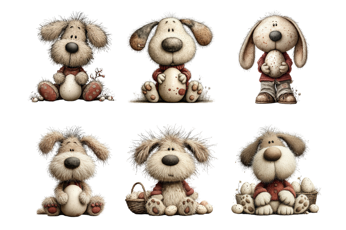 Whimsical Easter Dogs Clipart, an Illustration by SinaCreation (Photo 4 of 11)
