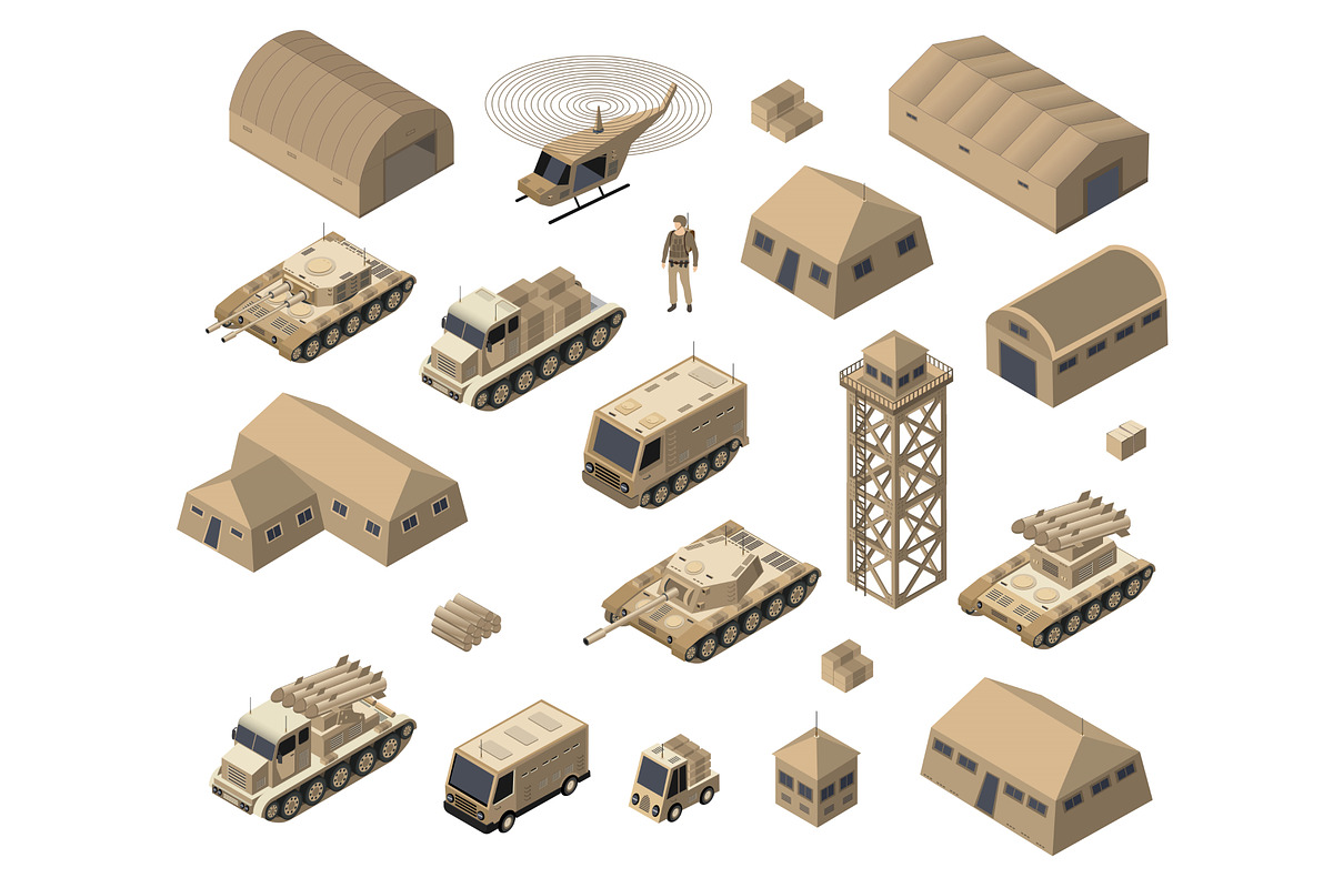 Set of army armed troop isometric, an Object Graphic by AlexZeL (Photo 1 of 5)
