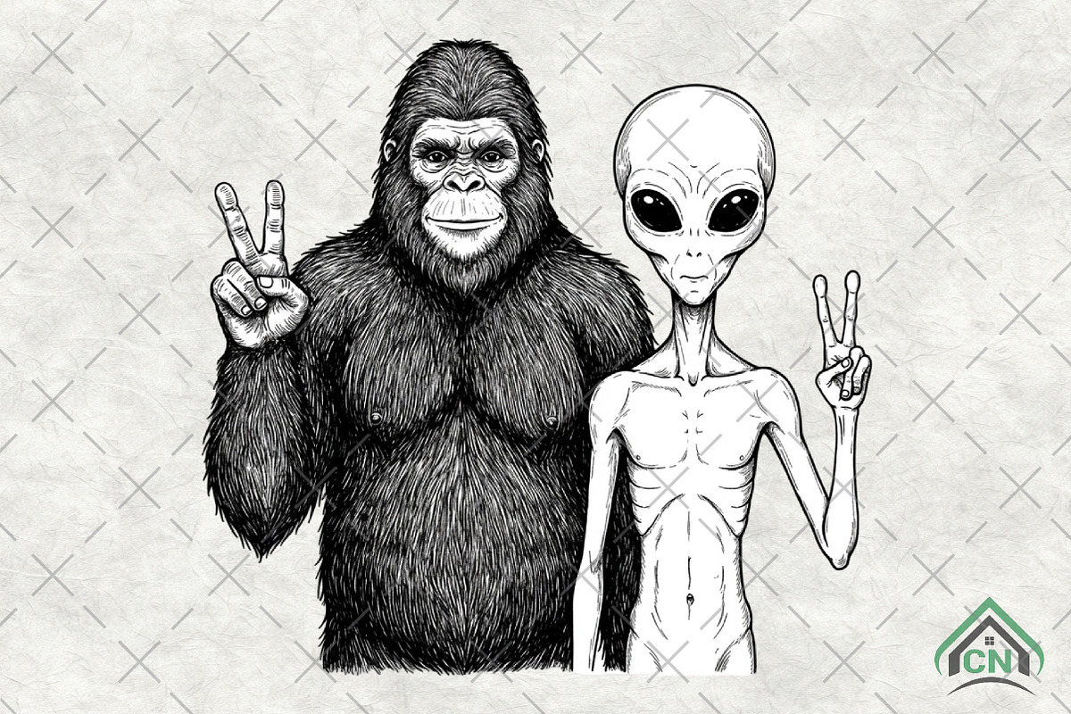 Bigfoot Alien Spaceship Digital Png, an Illustration by Craft Nest (Photo 1 of 6)