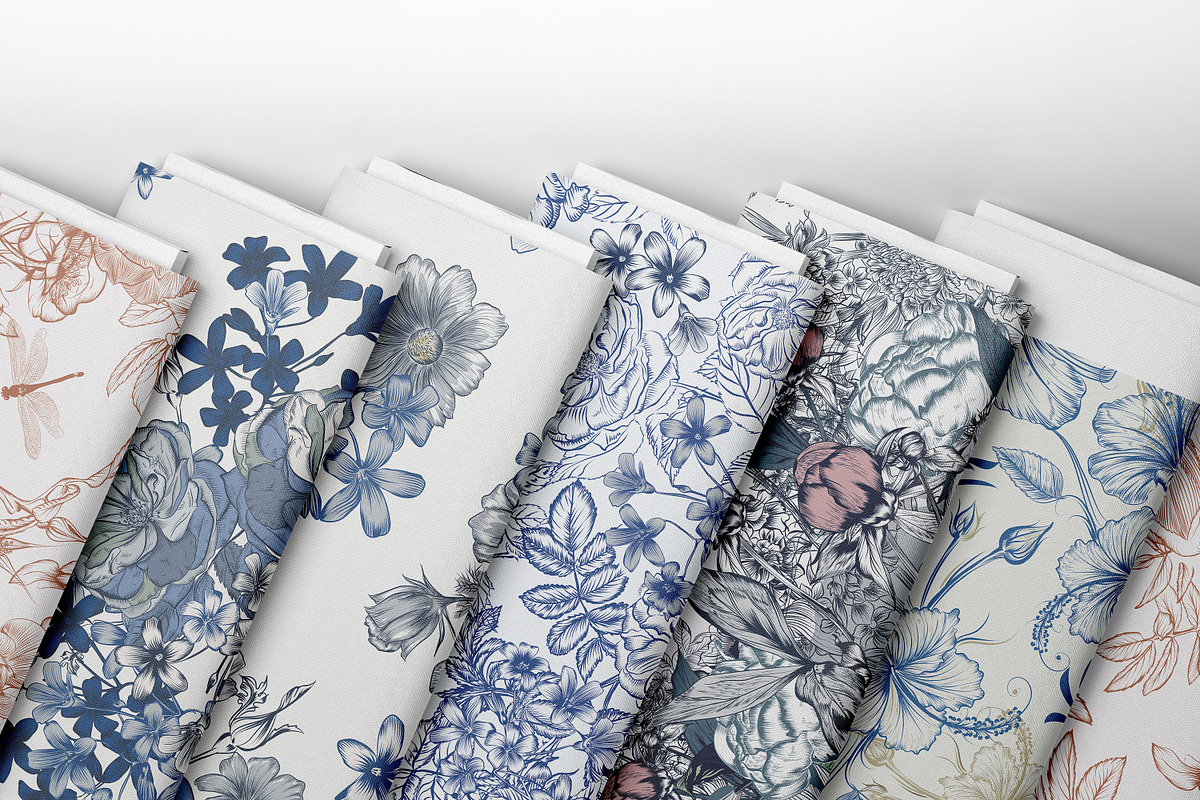 TOILE DE JOUY vector patterns set, a Pattern Graphic by FleurArt (Photo 7 of 9)