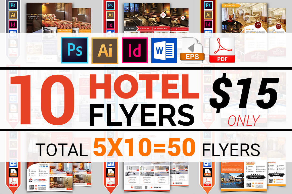 10 Hotel Flyers Bundle 90% OFF, a Flyer Template by Imagine Design Studio