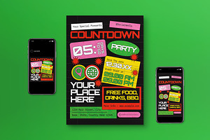 Black Countdown Party Flyer Set, a Flyer Template by graphicook