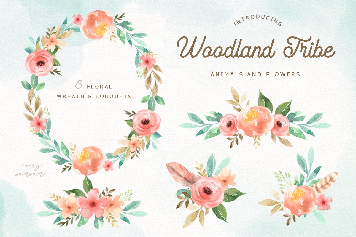 Woodland Tribe Watercolor Clip Art, an Animal Illustration by everysunsun (Photo 5 of 5)