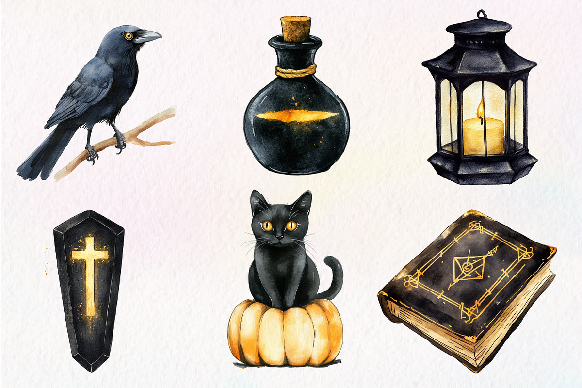 Vintage Creepy Halloween Clipart, an Illustration by Dream Creation (Photo 4 of 7)