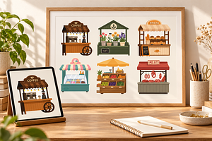 Street Shops Illustrations, an Object Illustration by alexdndz