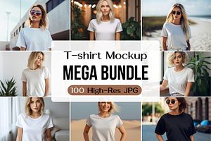 100 T-shirt Mockup Bundle