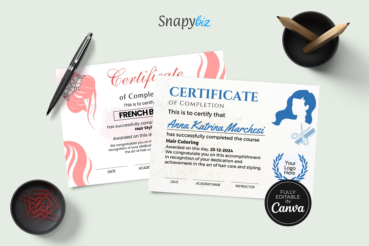 Hair Stylist Gift Certificate Canva, a Card Template by Snapybiz (Photo 3 of 10)