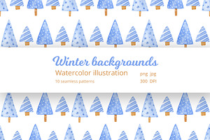 Winter Christmas trees backgrounds, a Texture Illustration by Anna Kopylova
