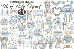 Watercolor 4th of July Clipart, a Seasonal Illustration by designcity5