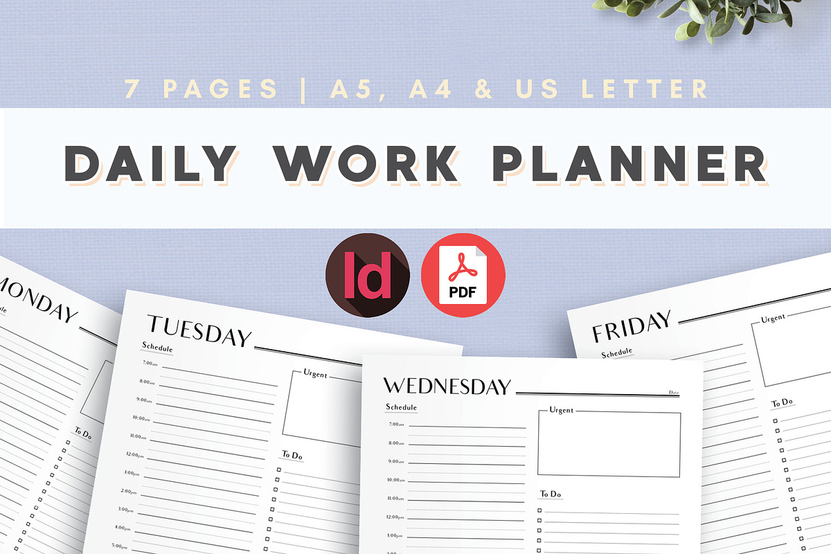 Undated Daily Planner Template, a Stationery Template by Nautical Notebooks (Photo 1 of 2)