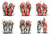 whimsical summer flip flops clipart, an Illustration by Designworld (Thumbnail 2 of 6)