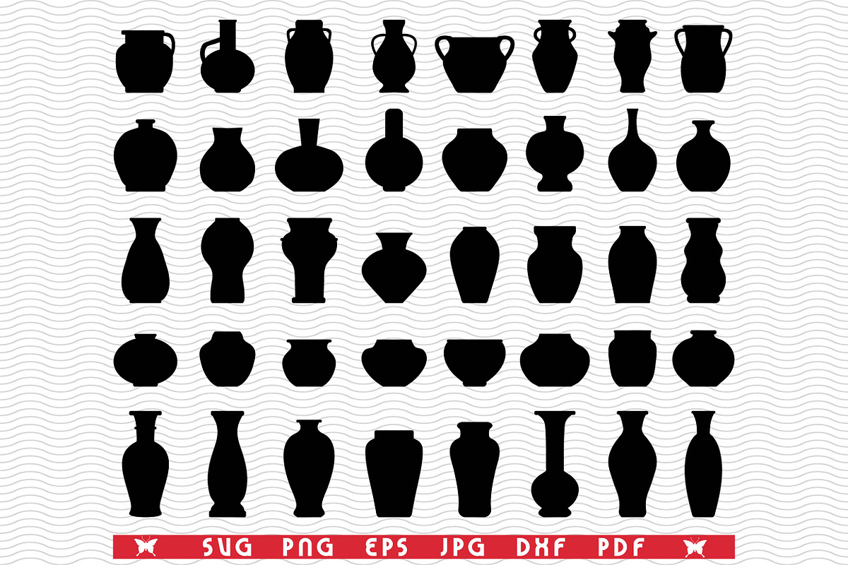 SVG Flower Vases, Black Silhouettes, an Object Graphic by DesignStudioRM (Photo 2 of 3)