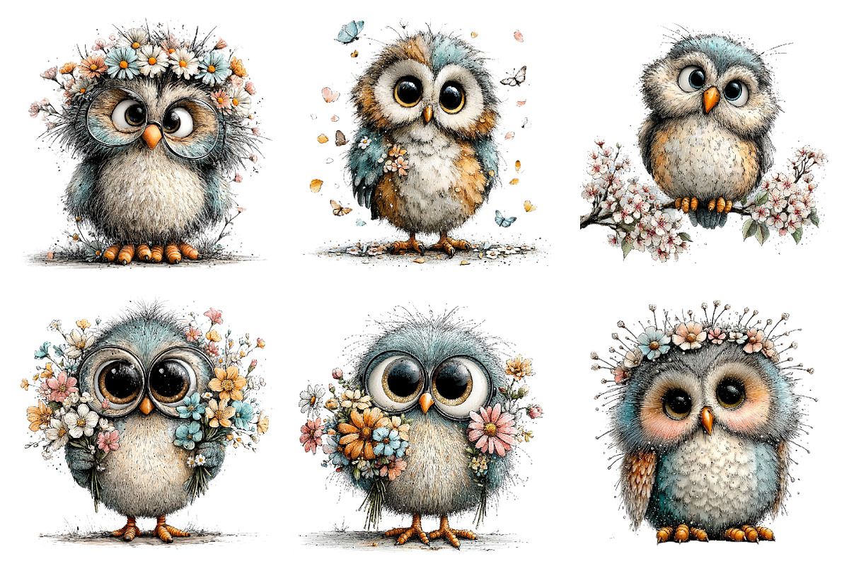 Whimsical Spring Owl Clipart, an Illustration by Dream Creation (Photo 2 of 6)