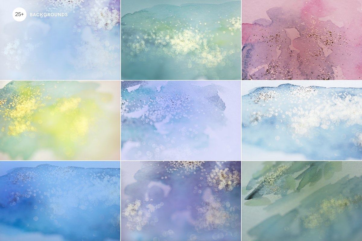 Soft Glitter Watercolor Backgrounds, a Background Graphic by eclosque (Photo 24 of 28)
