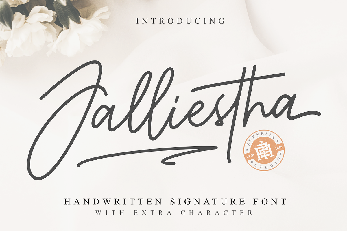 Jalliestha - Handwritten Signature, a Script Font by zeenesia (Photo 1 of 16)