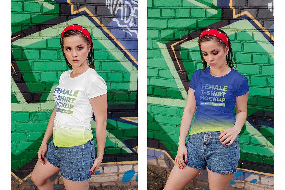 Female T-Shirt in City Mockups Vol3, a Shirt Mockup by Hi, Mock-Up! (Photo 4 of 9)