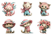 Whimsical Summer Cats Clipart, an Illustration by SinaCreation (Thumbnail 3 of 9)