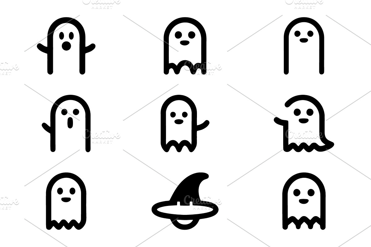 Spooky Halloween Ghost Icons, a Branding & Logo Template by Vectorium Studio