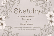 Sketchy Floral Wreaths & Borders, an Illustration by Maggie Stilwell Design (Thumbnail 1 of 7)