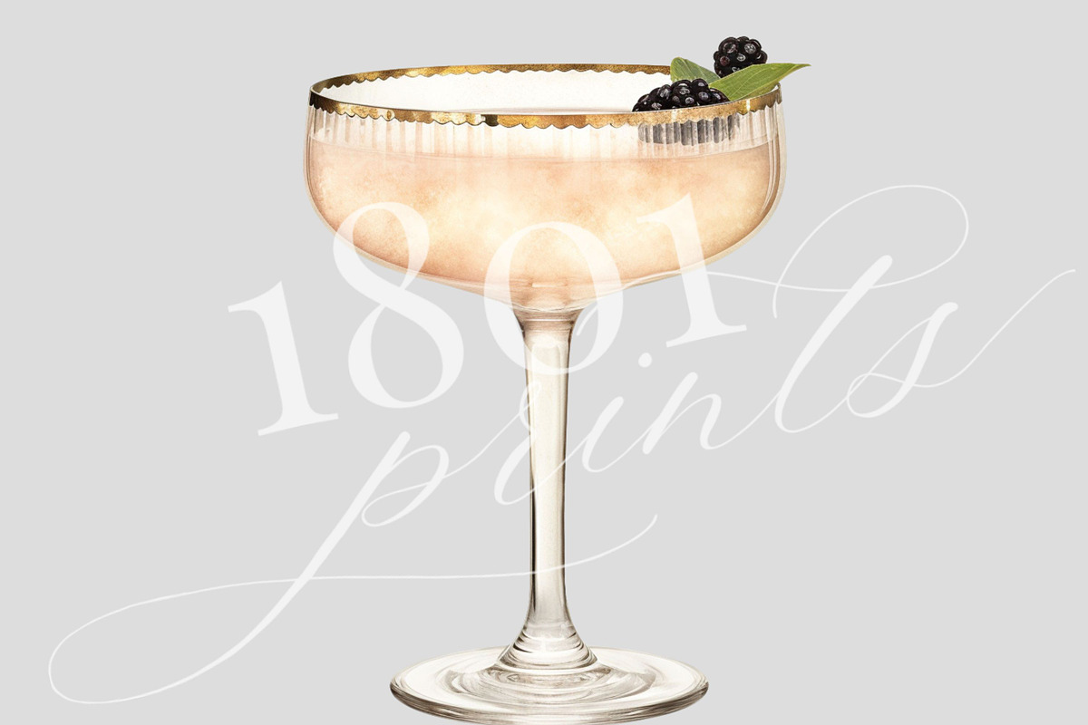 Blackberry Champagne Cocktail, an Illustration by 1801Prints (Photo 2 of 4)
